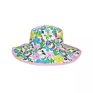 Chapeau de soleil anti-UV spf upf 50+ bébé enfant baby banz réversible évolutif réglable fleurs rose blanc imprimé mignon fille garçon