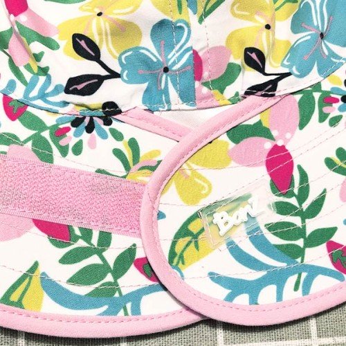 Chapeau de soleil anti-UV spf upf 50+ bébé enfant baby banz réversible évolutif réglable fleurs rose blanc imprimé mignon fille garçon