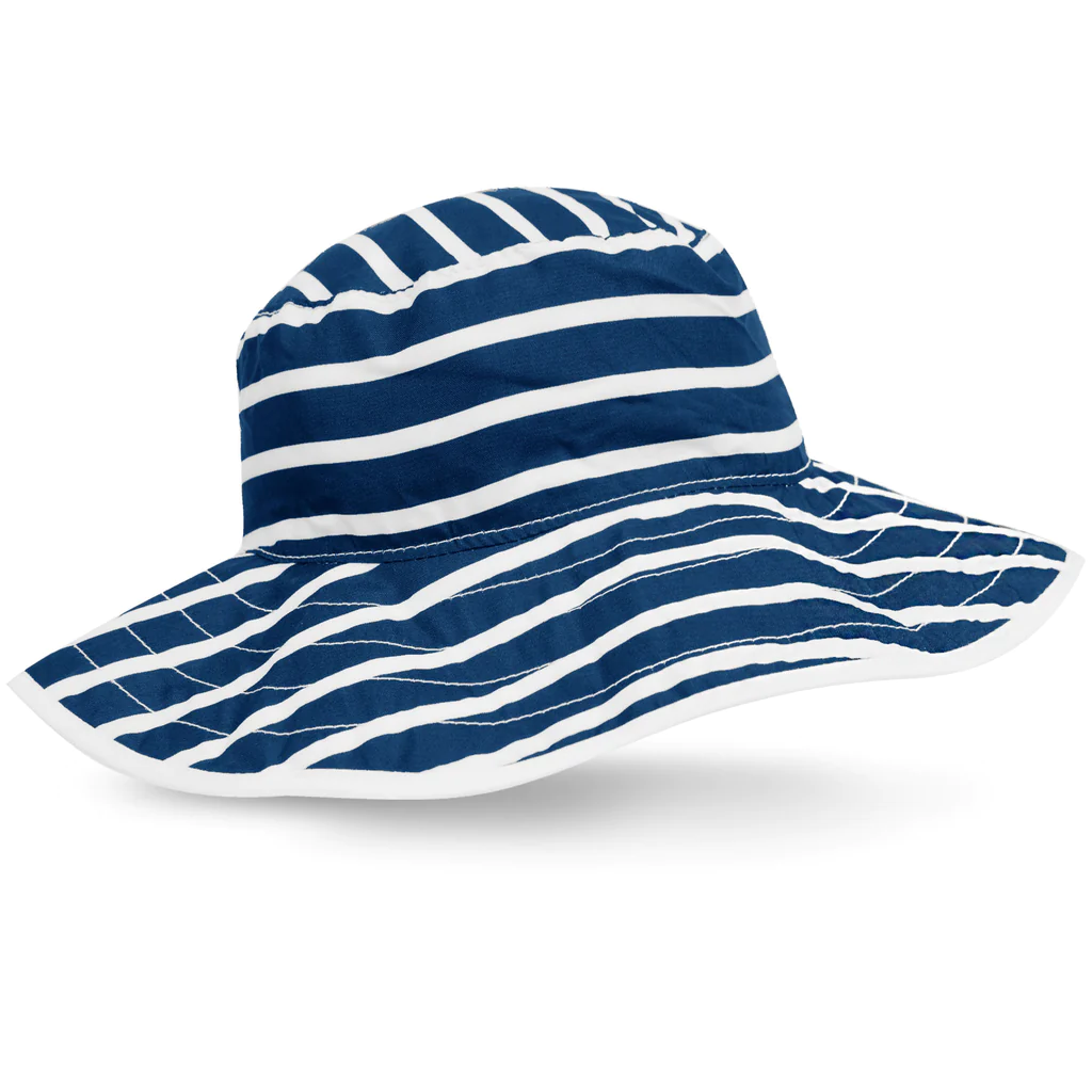Chapeau soleil anti-UV spf upf 50 réversible évolutif réglable bébé enfant Baby Banz Stripes Chapeau de soleil anti-UV spf upf 50+ réversible évolutif réglable marinière rayé fille garçon unisexe plage